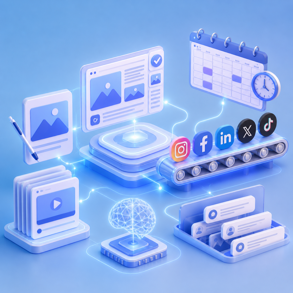 Services social media content + auto posting